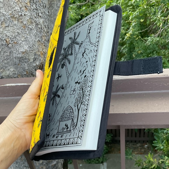 Women working together NEW journal handmade yellow quilted tribal book cover - Picture 4 of 13